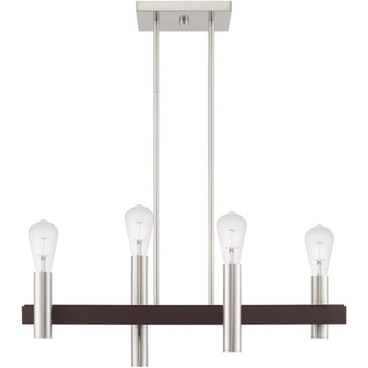 Bronze Four Light Metal Dimmable Chandelier With Shades HomeRoots