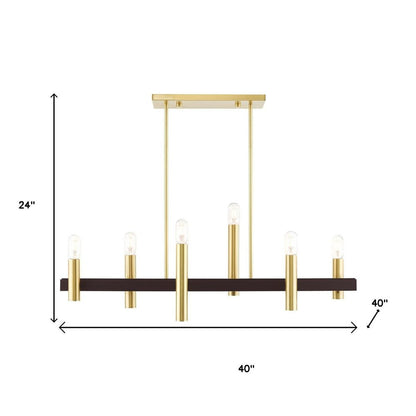 Bronze Six Light Metal Dimmable Chandelier With Shades HomeRoots