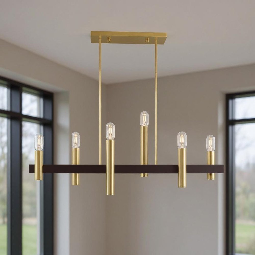 Bronze Six Light Metal Dimmable Chandelier With Shades HomeRoots