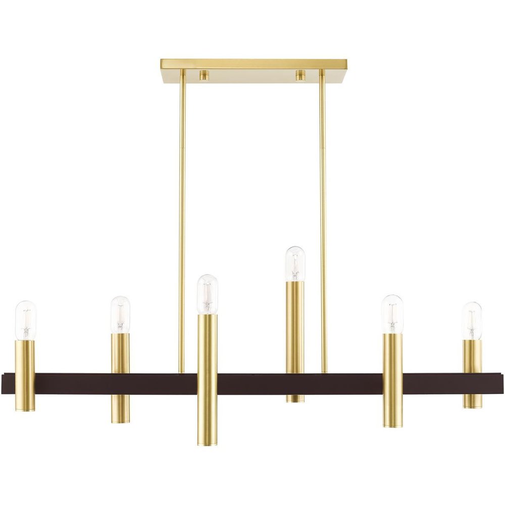 Bronze Six Light Metal Dimmable Chandelier With Shades HomeRoots