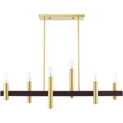 Bronze Six Light Metal Dimmable Chandelier With Shades HomeRoots
