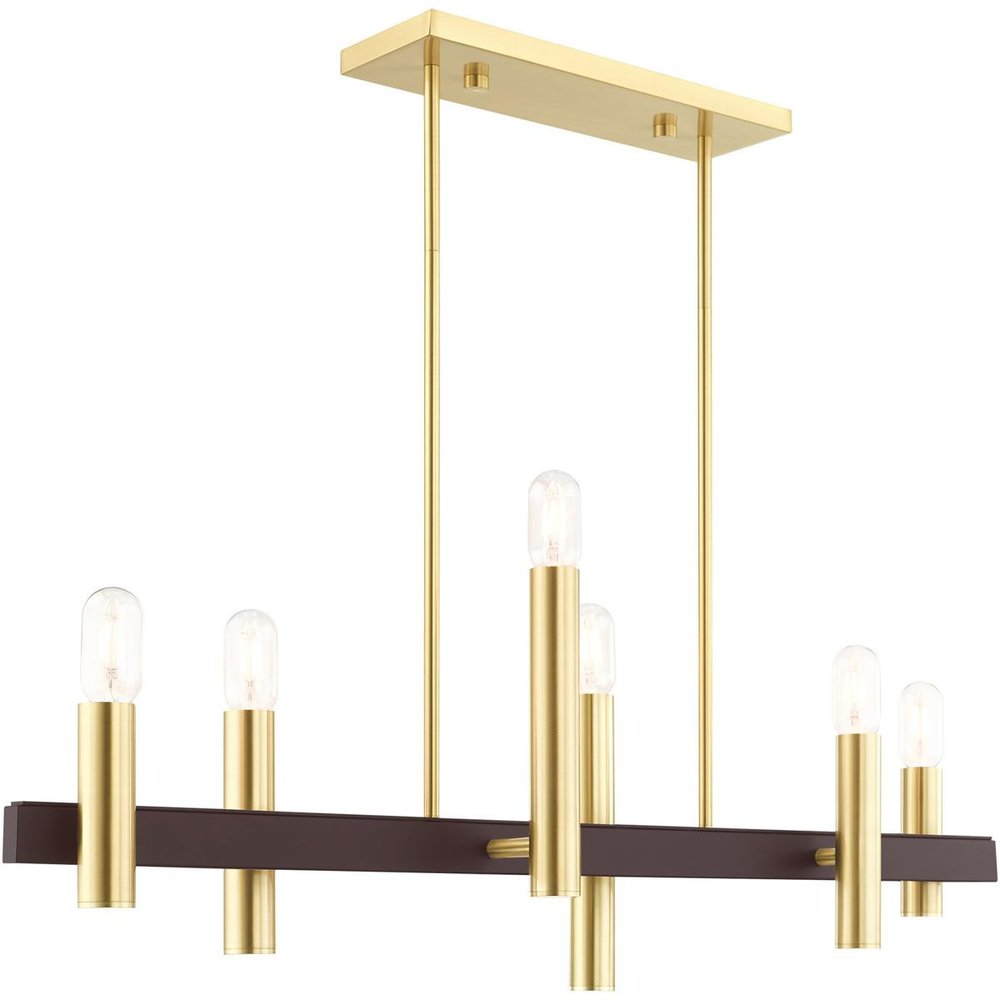 Bronze Six Light Metal Dimmable Chandelier With Shades HomeRoots