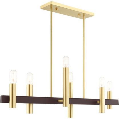 Bronze Six Light Metal Dimmable Chandelier With Shades HomeRoots