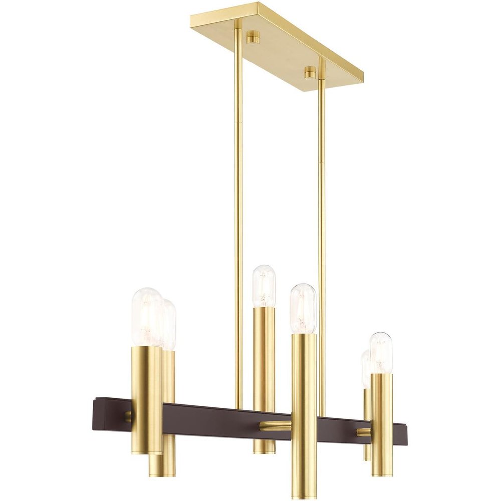 Bronze Six Light Metal Dimmable Chandelier With Shades HomeRoots