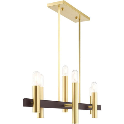 Bronze Six Light Metal Dimmable Chandelier With Shades HomeRoots
