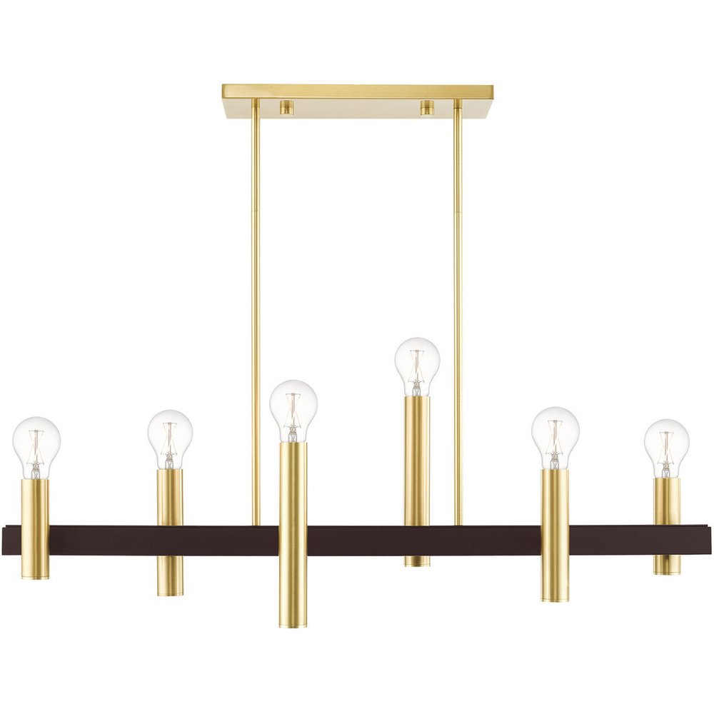 Bronze Six Light Metal Dimmable Chandelier With Shades HomeRoots