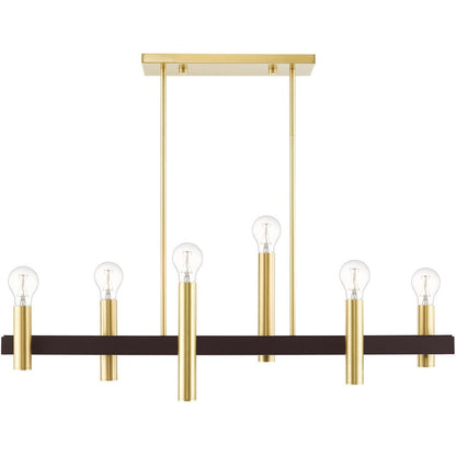 Bronze Six Light Metal Dimmable Chandelier With Shades HomeRoots