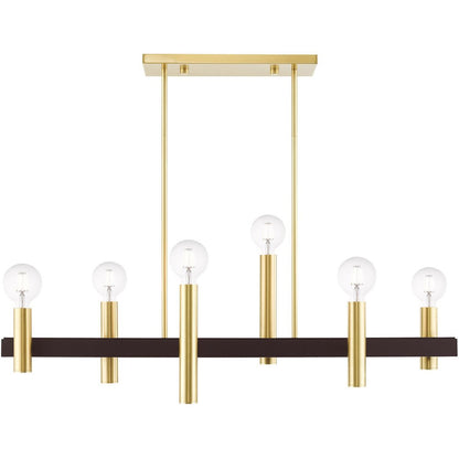 Bronze Six Light Metal Dimmable Chandelier With Shades HomeRoots