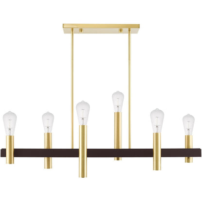 Bronze Six Light Metal Dimmable Chandelier With Shades HomeRoots