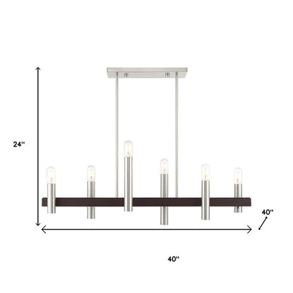 Bronze Six Light Metal Dimmable Chandelier With Shades HomeRoots