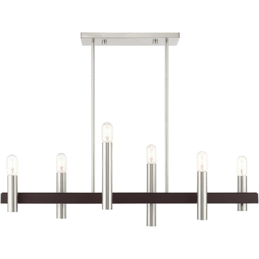 Bronze Six Light Metal Dimmable Chandelier With Shades HomeRoots