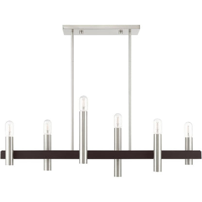 Bronze Six Light Metal Dimmable Chandelier With Shades HomeRoots