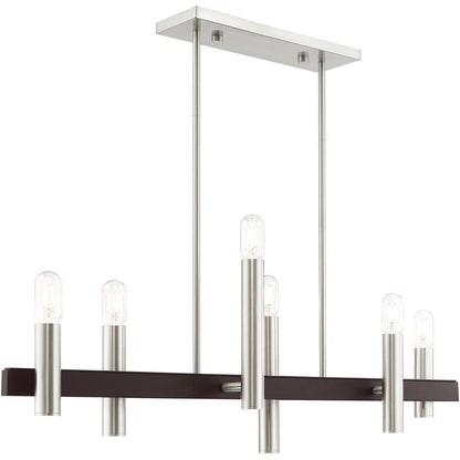 Bronze Six Light Metal Dimmable Chandelier With Shades HomeRoots