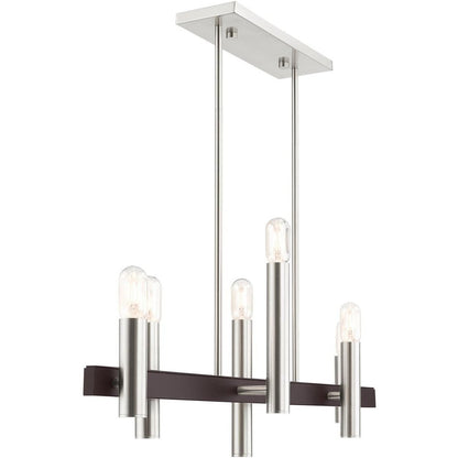 Bronze Six Light Metal Dimmable Chandelier With Shades HomeRoots