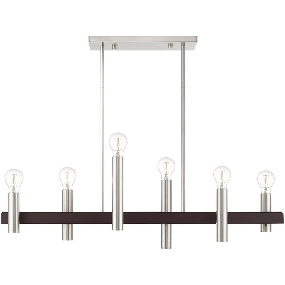 Bronze Six Light Metal Dimmable Chandelier With Shades HomeRoots