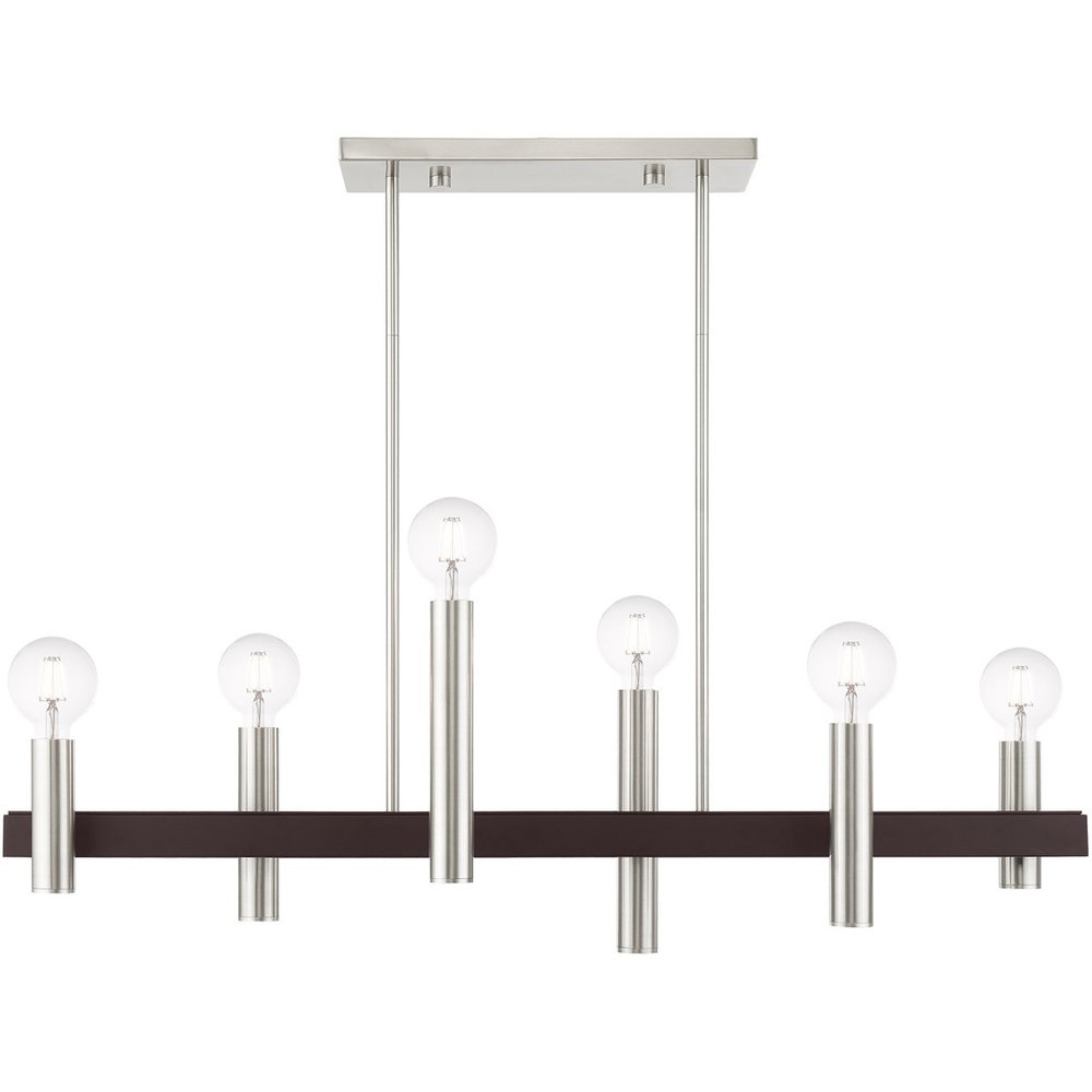 Bronze Six Light Metal Dimmable Chandelier With Shades HomeRoots