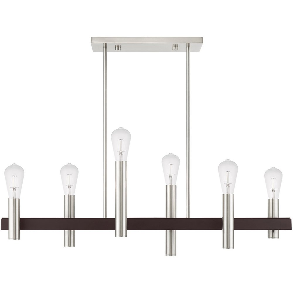 Bronze Six Light Metal Dimmable Chandelier With Shades HomeRoots