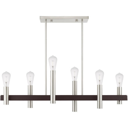 Bronze Six Light Metal Dimmable Chandelier With Shades HomeRoots