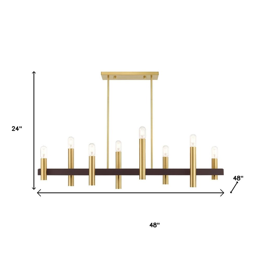 Bronze Eight Light Metal Dimmable Chandelier With Shades HomeRoots
