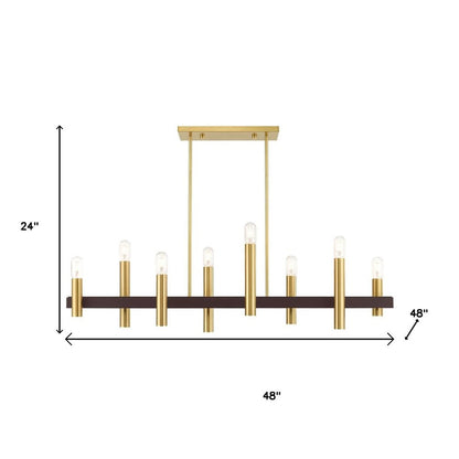 Bronze Eight Light Metal Dimmable Chandelier With Shades HomeRoots