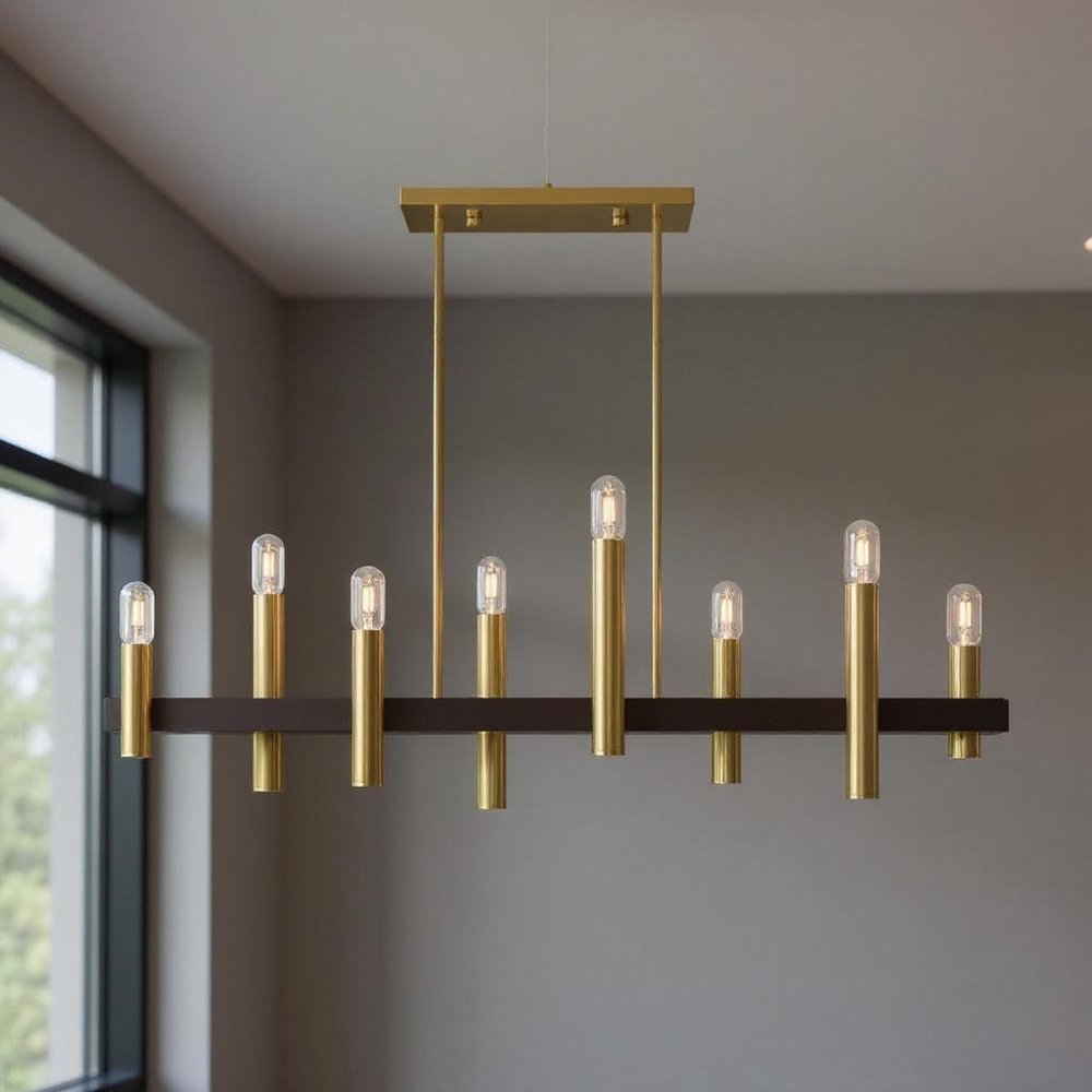 Bronze Eight Light Metal Dimmable Chandelier With Shades HomeRoots