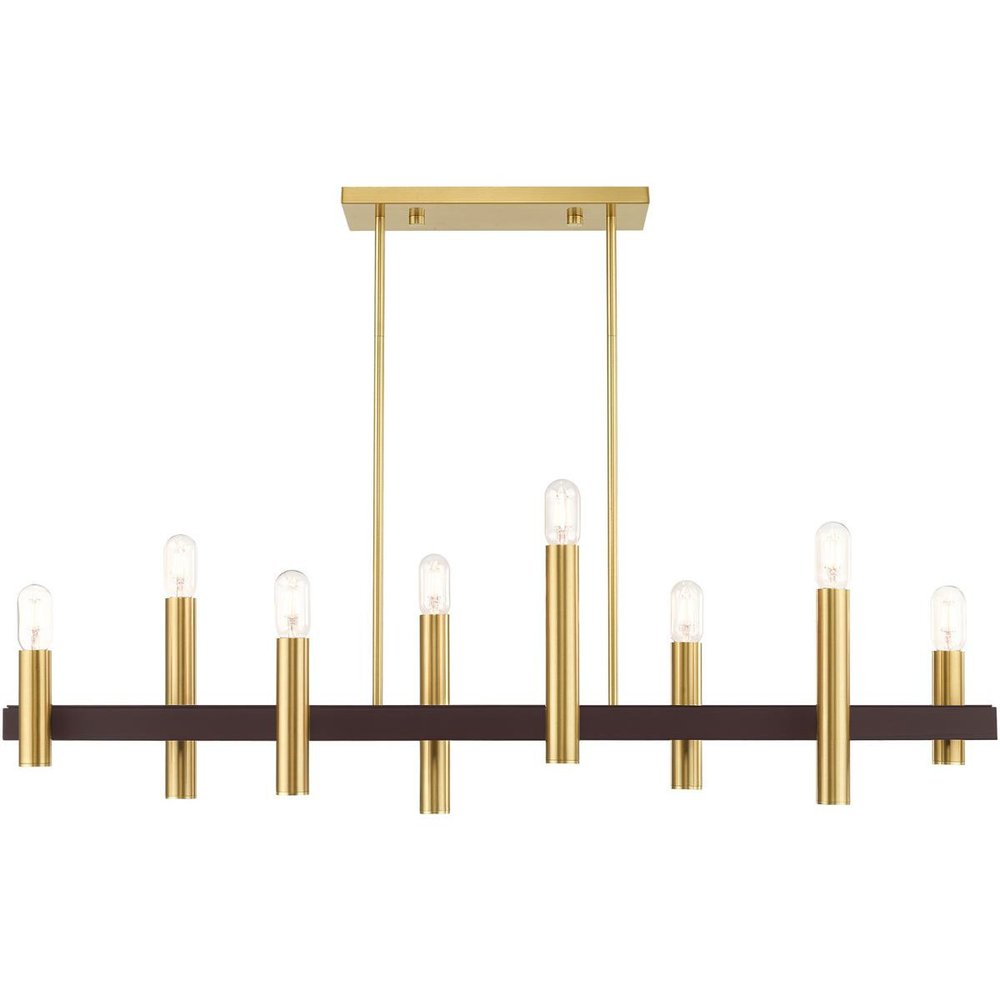Bronze Eight Light Metal Dimmable Chandelier With Shades HomeRoots
