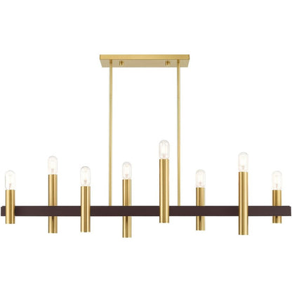 Bronze Eight Light Metal Dimmable Chandelier With Shades HomeRoots