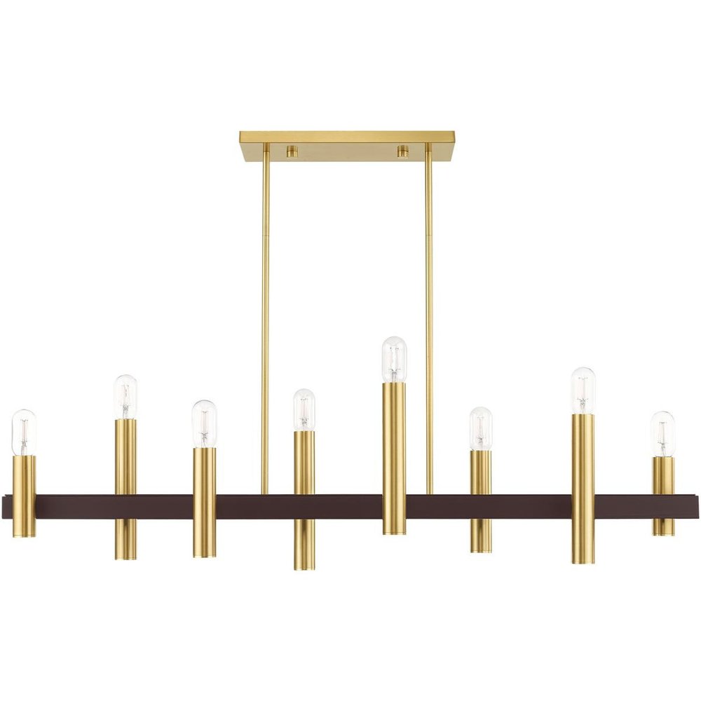 Bronze Eight Light Metal Dimmable Chandelier With Shades HomeRoots