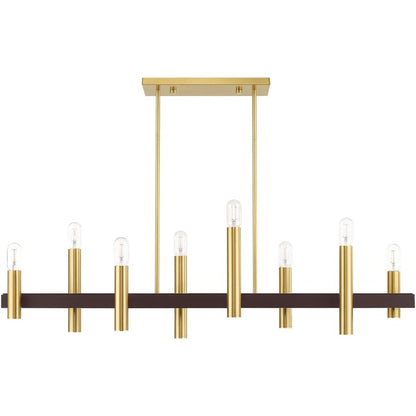 Bronze Eight Light Metal Dimmable Chandelier With Shades HomeRoots