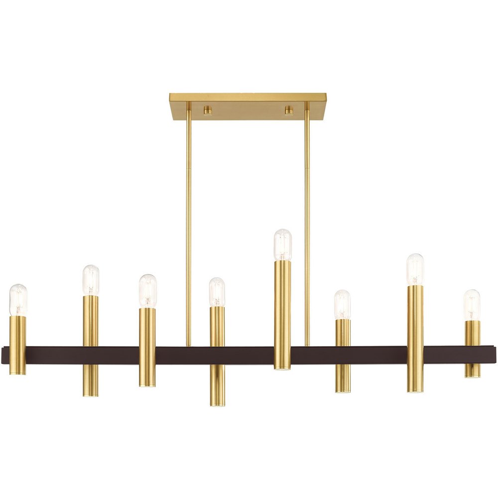 Bronze Eight Light Metal Dimmable Chandelier With Shades HomeRoots