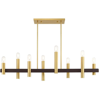 Bronze Eight Light Metal Dimmable Chandelier With Shades HomeRoots