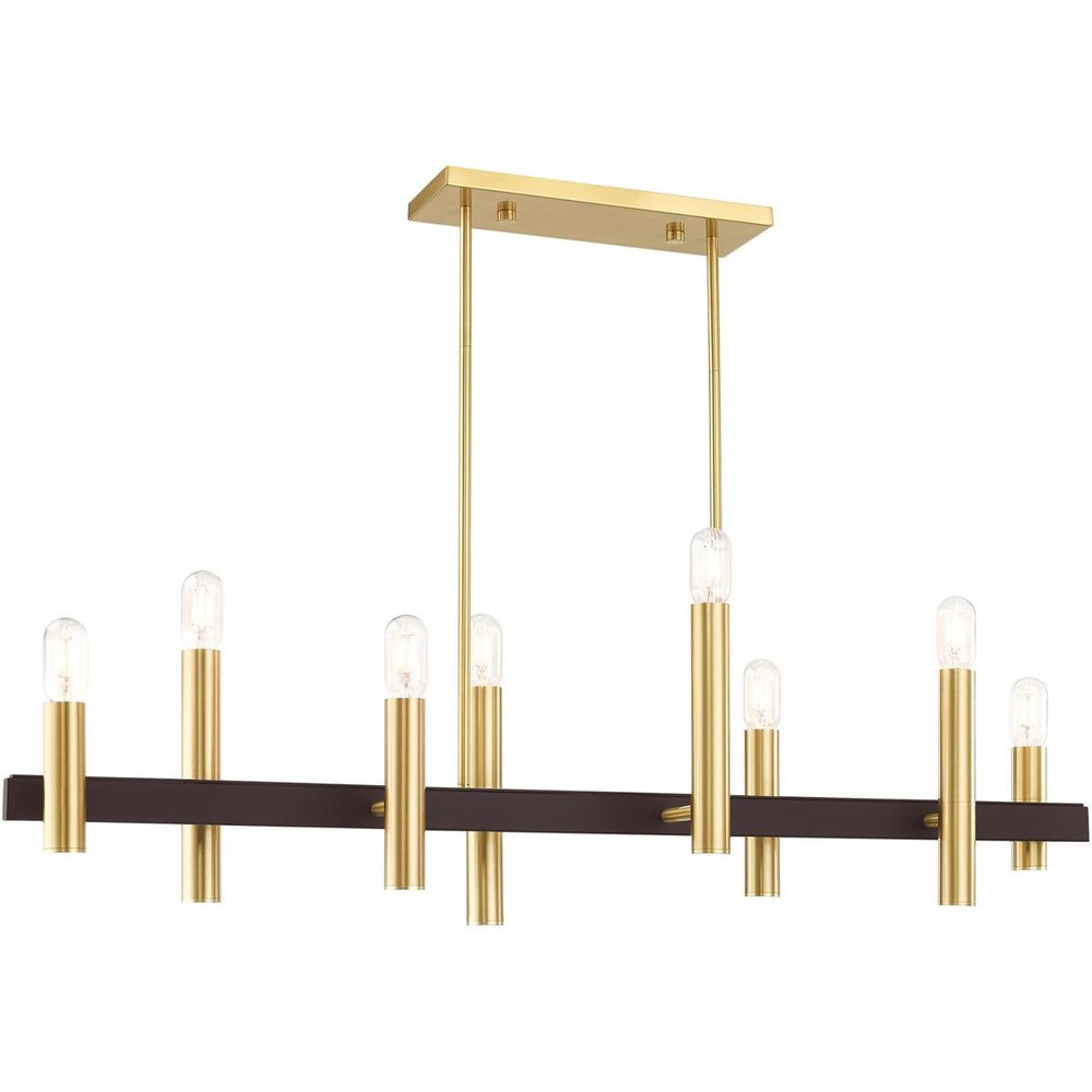 Bronze Eight Light Metal Dimmable Chandelier With Shades HomeRoots