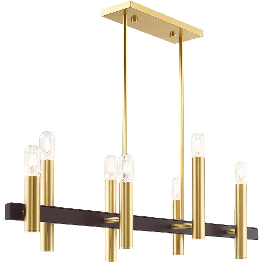 Bronze Eight Light Metal Dimmable Chandelier With Shades HomeRoots