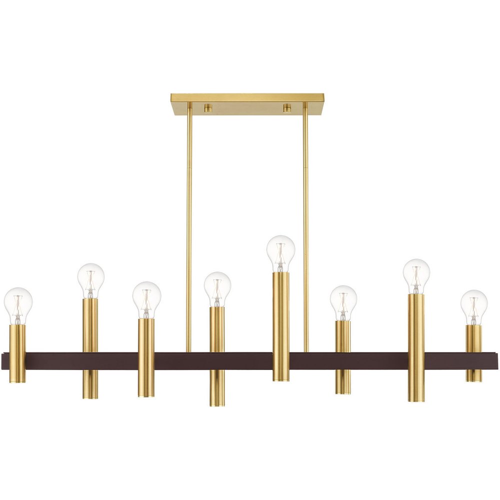 Bronze Eight Light Metal Dimmable Chandelier With Shades HomeRoots