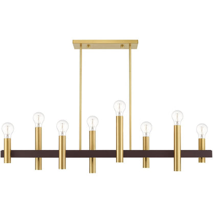 Bronze Eight Light Metal Dimmable Chandelier With Shades HomeRoots