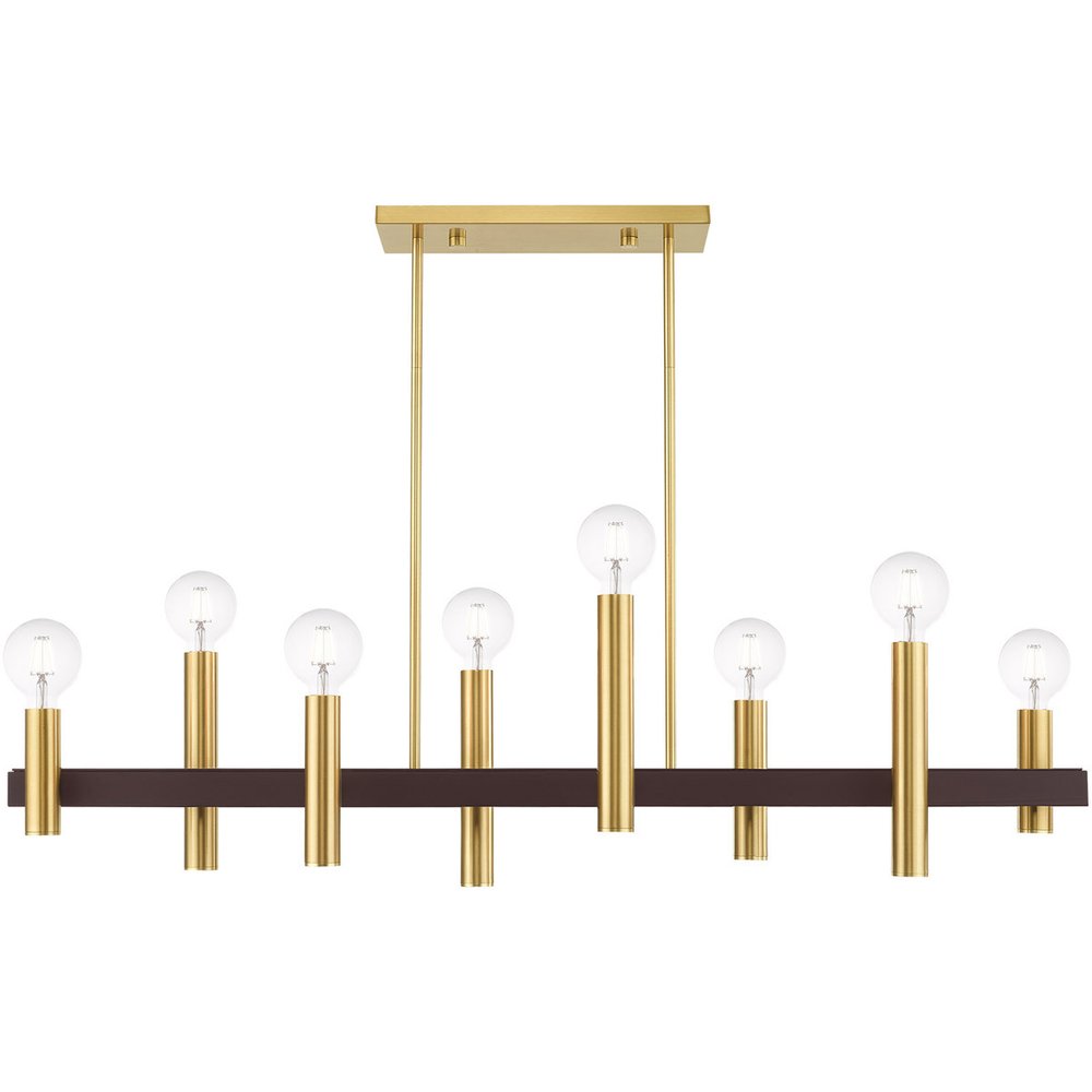 Bronze Eight Light Metal Dimmable Chandelier With Shades HomeRoots