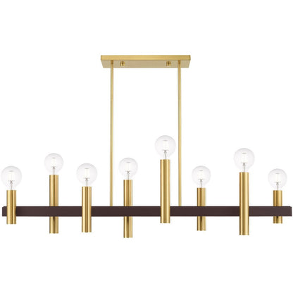 Bronze Eight Light Metal Dimmable Chandelier With Shades HomeRoots