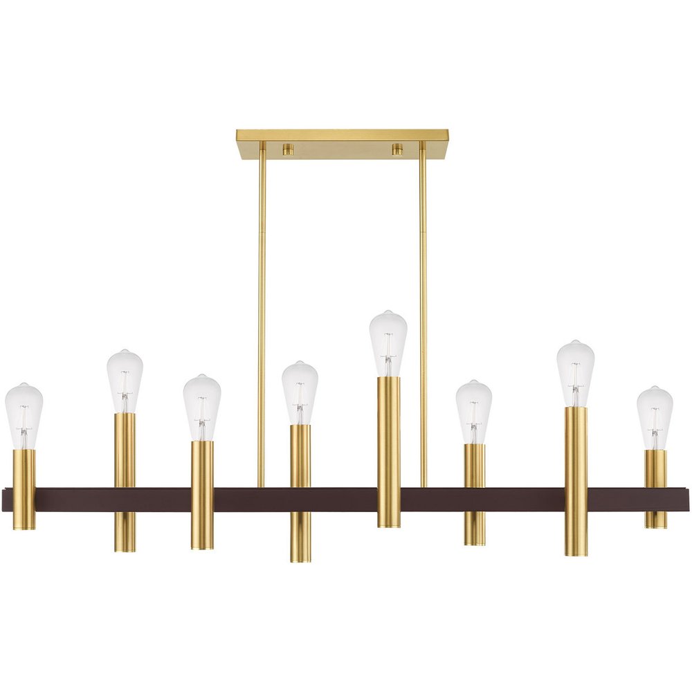 Bronze Eight Light Metal Dimmable Chandelier With Shades HomeRoots