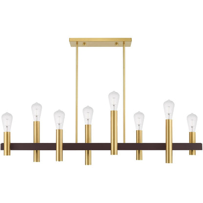 Bronze Eight Light Metal Dimmable Chandelier With Shades HomeRoots
