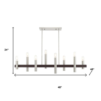 Bronze Eight Light Metal Dimmable Chandelier With Shades HomeRoots