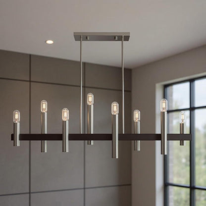 Bronze Eight Light Metal Dimmable Chandelier With Shades HomeRoots