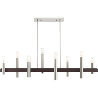 Bronze Eight Light Metal Dimmable Chandelier With Shades HomeRoots