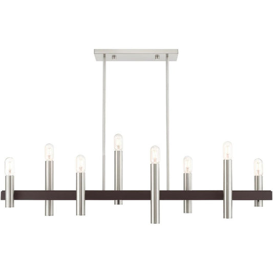 Bronze Eight Light Metal Dimmable Chandelier With Shades HomeRoots
