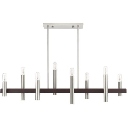 Bronze Eight Light Metal Dimmable Chandelier With Shades HomeRoots