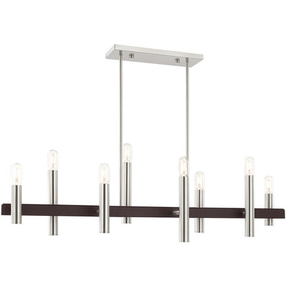 Bronze Eight Light Metal Dimmable Chandelier With Shades HomeRoots