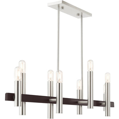 Bronze Eight Light Metal Dimmable Chandelier With Shades HomeRoots