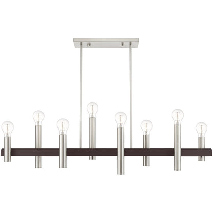 Bronze Eight Light Metal Dimmable Chandelier With Shades HomeRoots