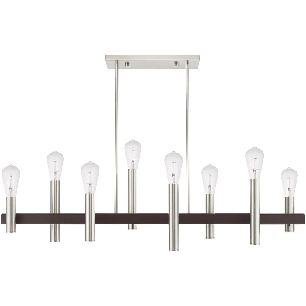 Bronze Eight Light Metal Dimmable Chandelier With Shades HomeRoots