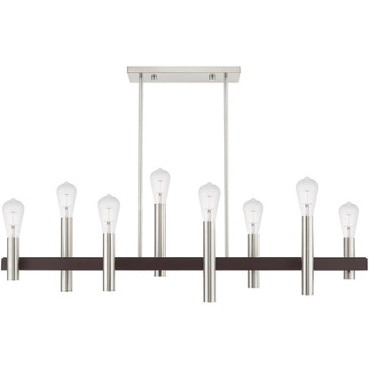 Bronze Eight Light Metal Dimmable Chandelier With Shades HomeRoots