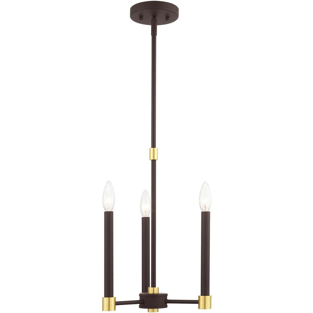 Bronze Three Light Metal Dimmable Chandelier With Shades HomeRoots